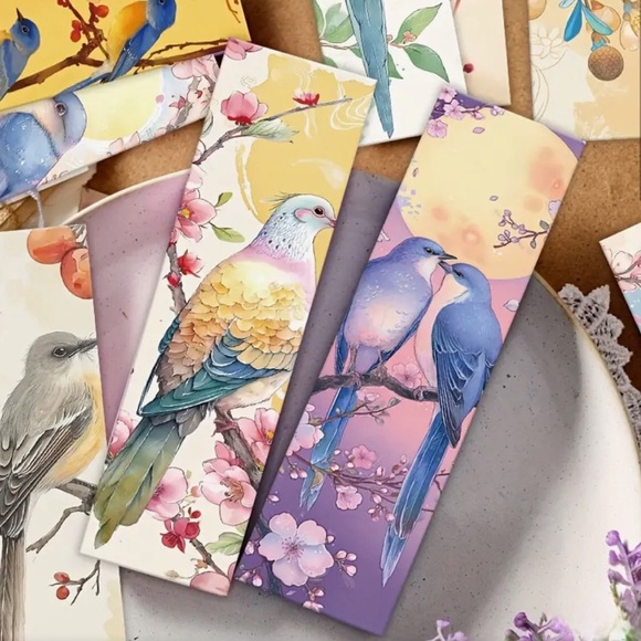 (61) Hand-Painted Artistic Bird Bookmark Set of 10 - Unique Aesthetic Designs - Picture 8 of 10